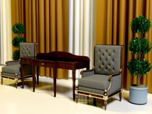 helen arm chair and writing desk 3D Model