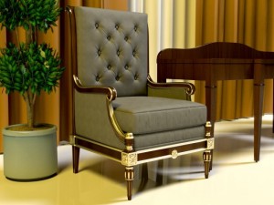 helen arm chair and writing desk Model 3D