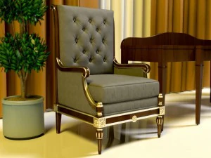 helen arm chair and writing desk 3D Model