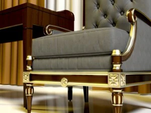 helen arm chair and writing desk 3D Model