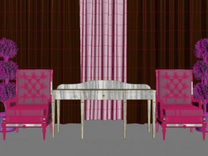 helen arm chair and writing desk Model 3D