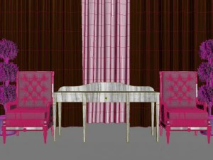 helen arm chair and writing desk 3D Model