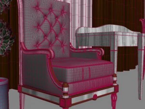 helen arm chair and writing desk 3D Model
