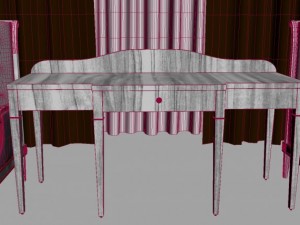 helen arm chair and writing desk Model 3D