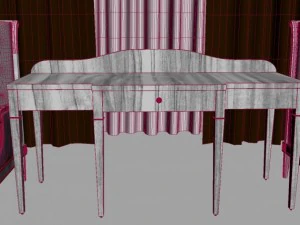 helen arm chair and writing desk 3D Model