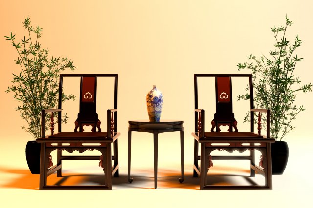traditional chinese arm chair 3D Модель .c4d .max .obj .3ds .fbx .stl .blend 