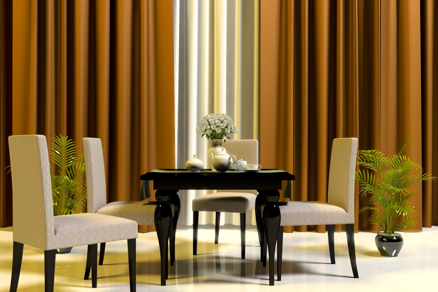 hellen dinning set 3D Model .c4d .max .obj .3ds .fbx .stl .blend 