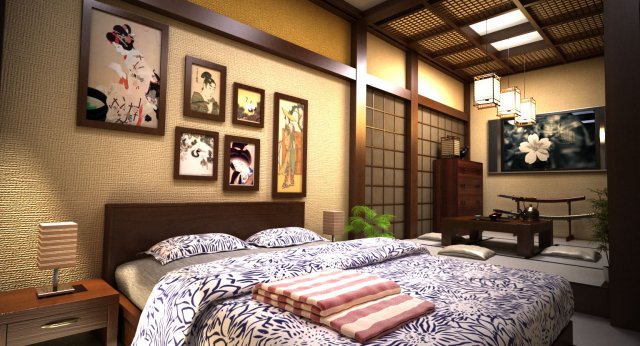 japanese traditional bed room Modelo 3D .c4d .max .obj .3ds .fbx .stl .blend 