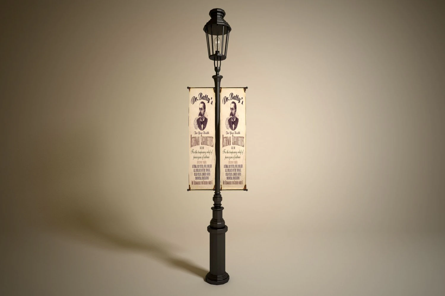 old street lamp 3D Model .c4d .max .obj .3ds .fbx .stl .blend 