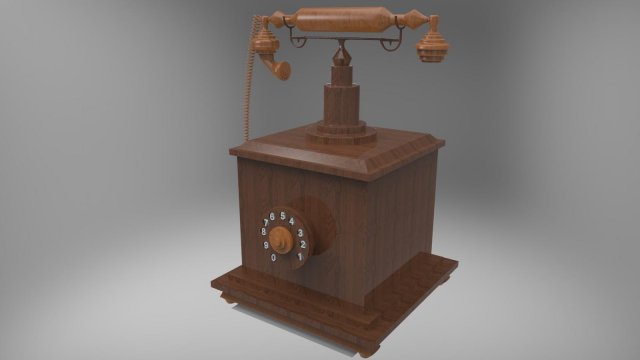 wooden nostalgic telephone 3D Model .c4d .max .obj .3ds .fbx .stl .blend 