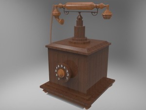 wooden nostalgic telephone 3D Model