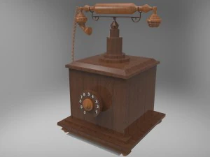 wooden nostalgic telephone 3D Model