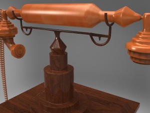 wooden nostalgic telephone 3D Model