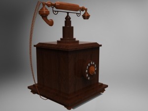 wooden nostalgic telephone 3D Model