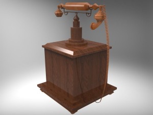 wooden nostalgic telephone 3D Model