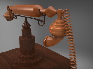 wooden nostalgic telephone 3D Model