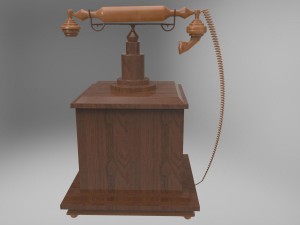 wooden nostalgic telephone 3D Model