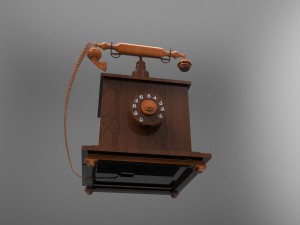 wooden nostalgic telephone 3D Model