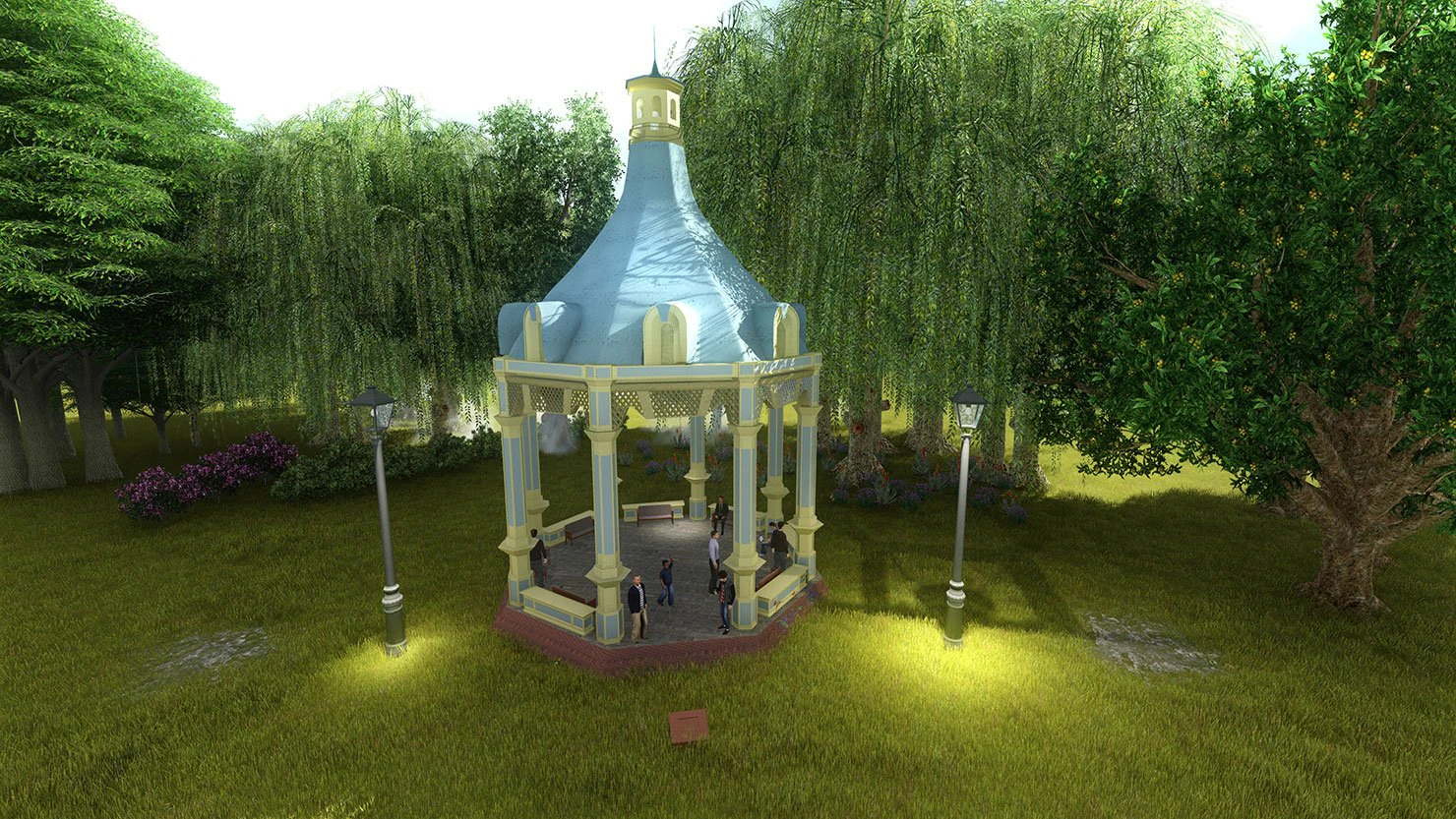 victorian style octogonal gazebo 3D Model .c4d .max .obj .3ds .fbx .stl .blend