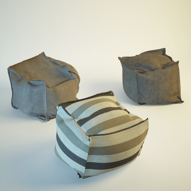 three models pouf Model 3D .c4d .max .obj .3ds .fbx .stl .blend 