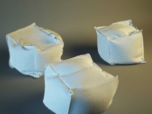 three models pouf Model 3D