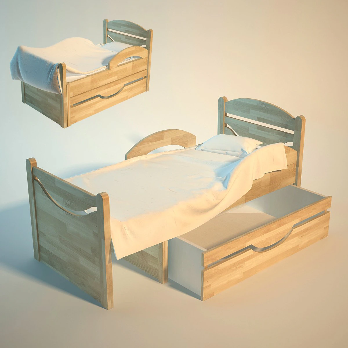baby bed two variants 3D Model .c4d .max .obj .3ds .fbx .stl .blend 
