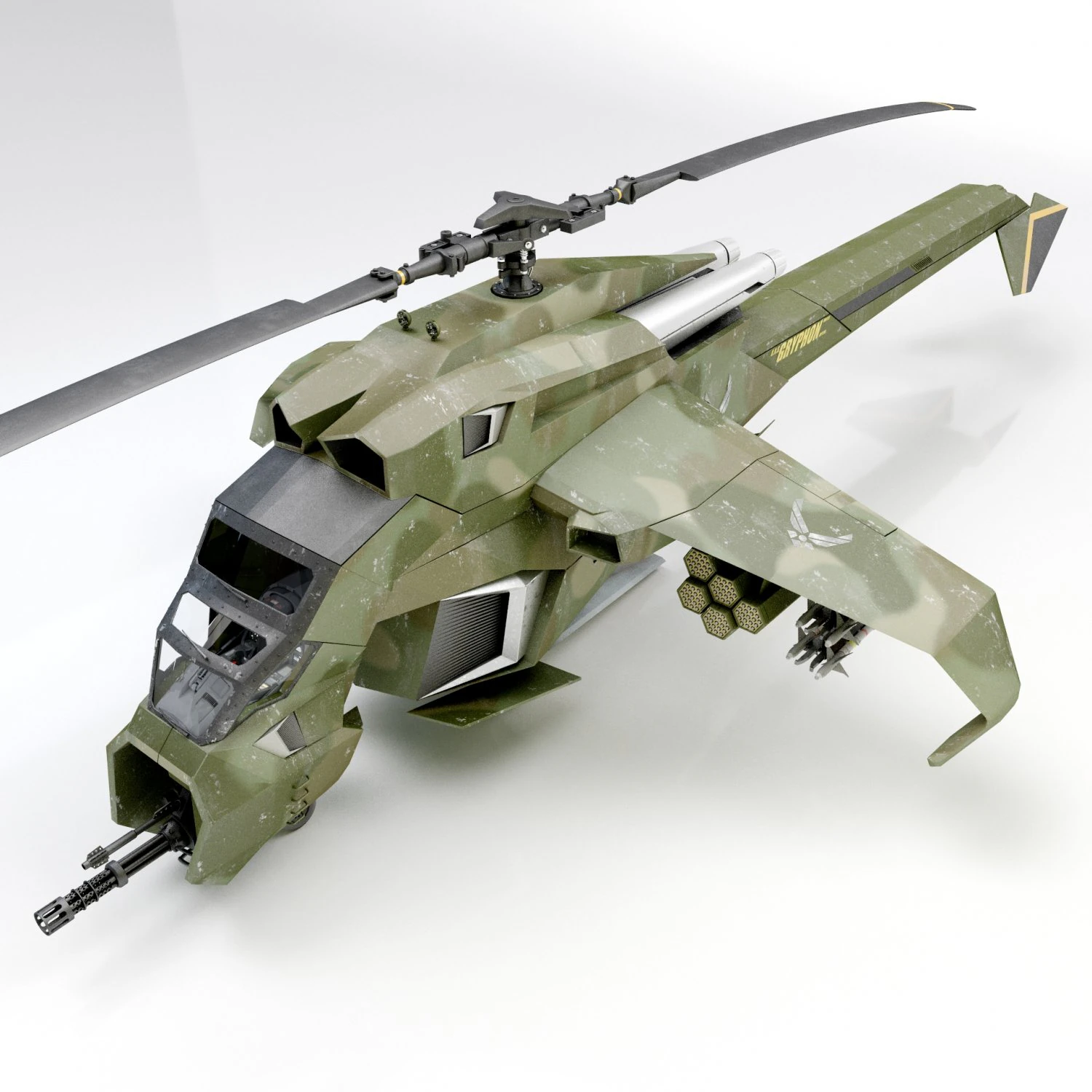 헬리콥터 공격 프로토타입 3D 모델 .c4d .max .obj .3ds .fbx .stl .blend 