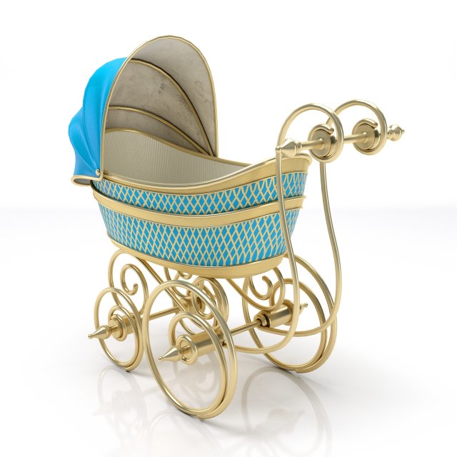 Baby pram retro Model 3D .c4d .max .obj .3ds .fbx .stl .blend 