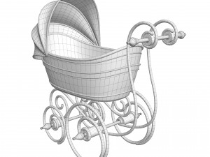 Baby pram retro Model 3D