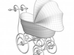 Baby pram retro Model 3D