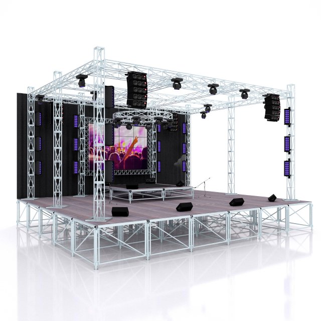 Concert music stage 3D Model .c4d .max .obj .3ds .fbx .stl .blend 