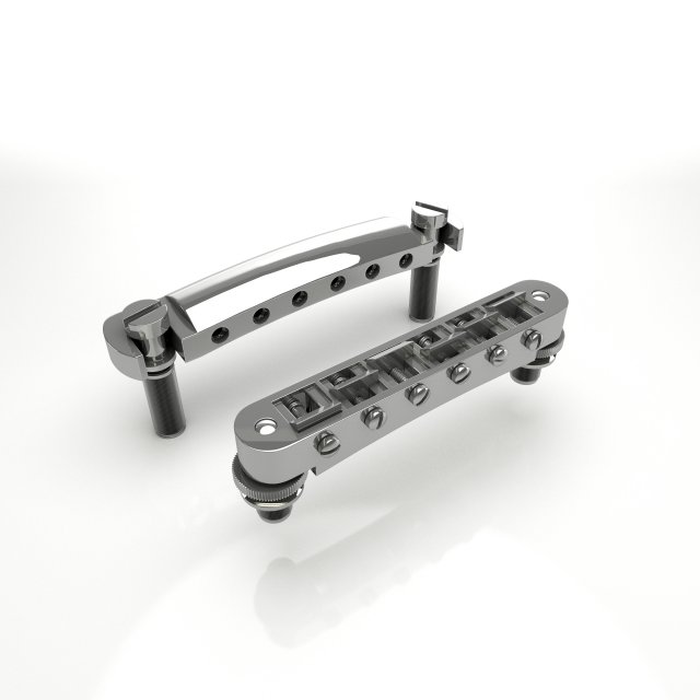 Tune o matic guitar bridge shaller 3D Model .c4d .max .obj .3ds .fbx .stl .blend 