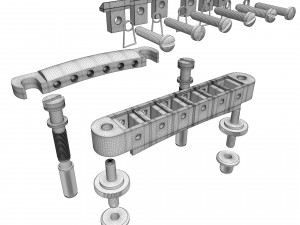 Tune o matic guitar bridge shaller 3D Model