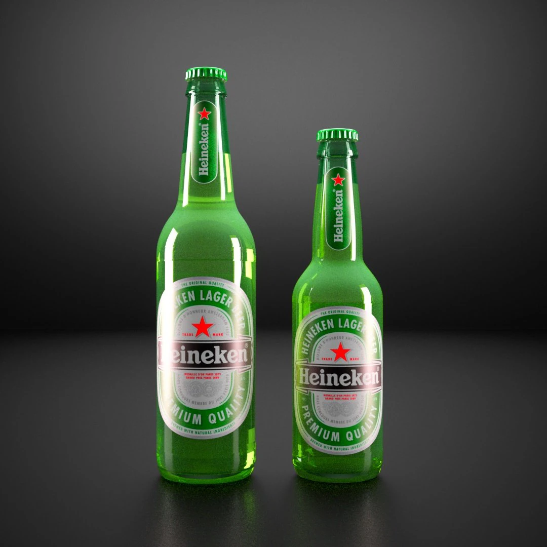 heineken bottle beer 3D Model .c4d .max .obj .3ds .fbx .stl .blend 