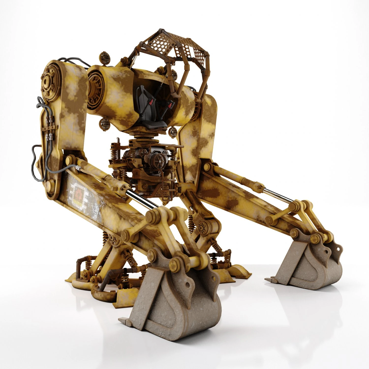 Robot excavator dirty 3D Model .c4d .max .obj .3ds .fbx .stl .blend 