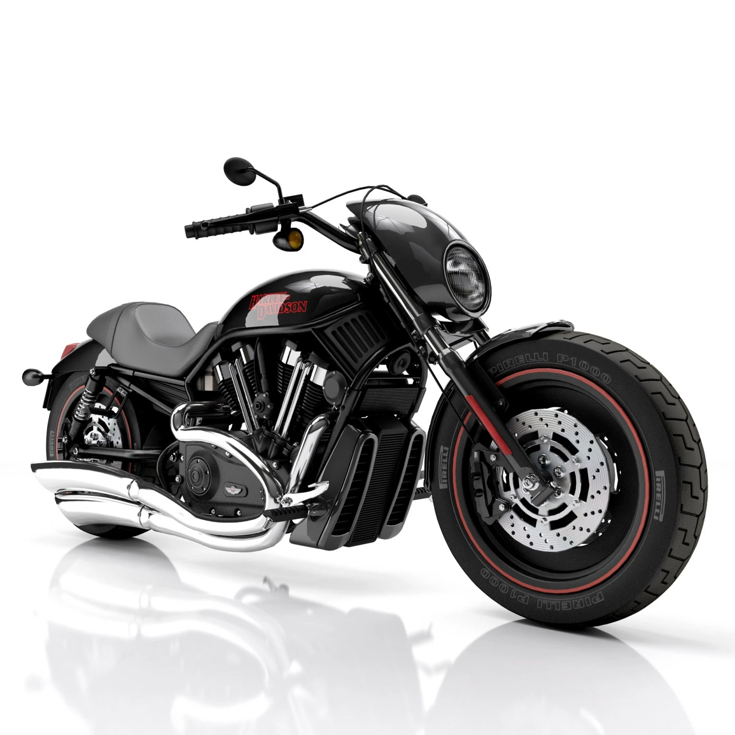 Harley davidson v-rod 3D Model .c4d .max .obj .3ds .fbx .stl .blend
