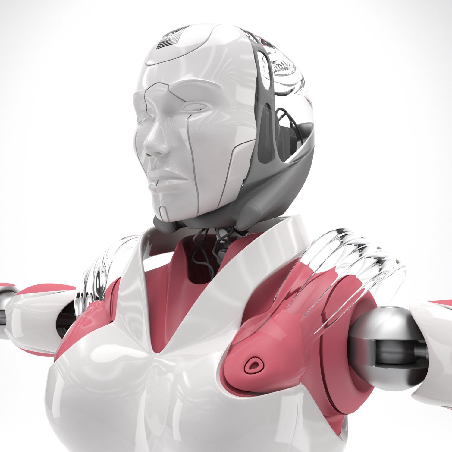 Female Android 3D Model In Robot 3DExport