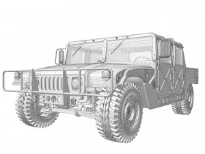Hummer h1 military camouflage 3D Model
