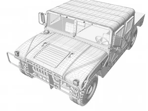 Hummer h1 military camouflage 3D Model