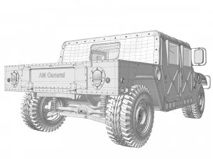 Hummer h1 military camouflage 3D Model