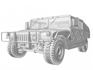 Hummer h1 military camouflage Modello 3D