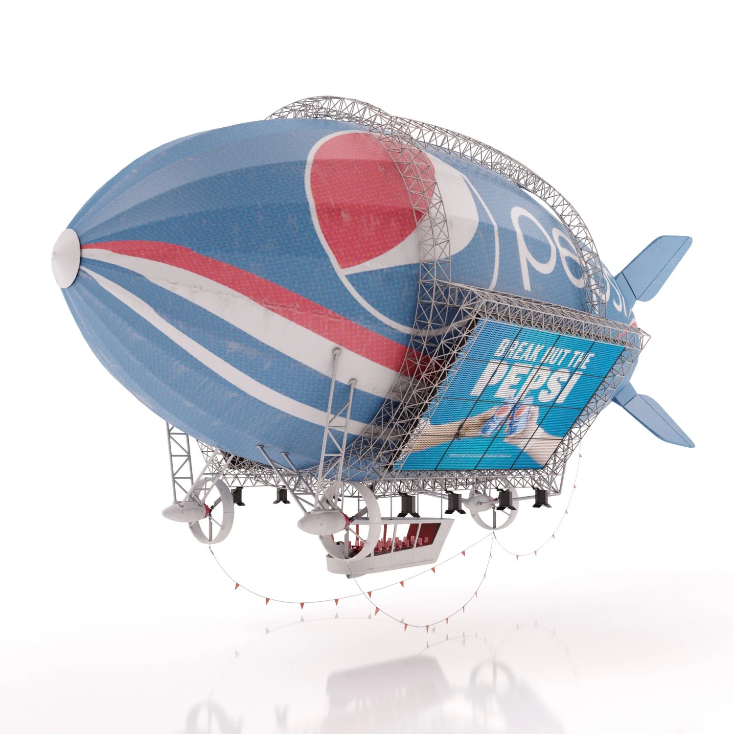 Advertising zeppelin pepsi 3D Model .c4d .max .obj .3ds .fbx .stl .blend 
