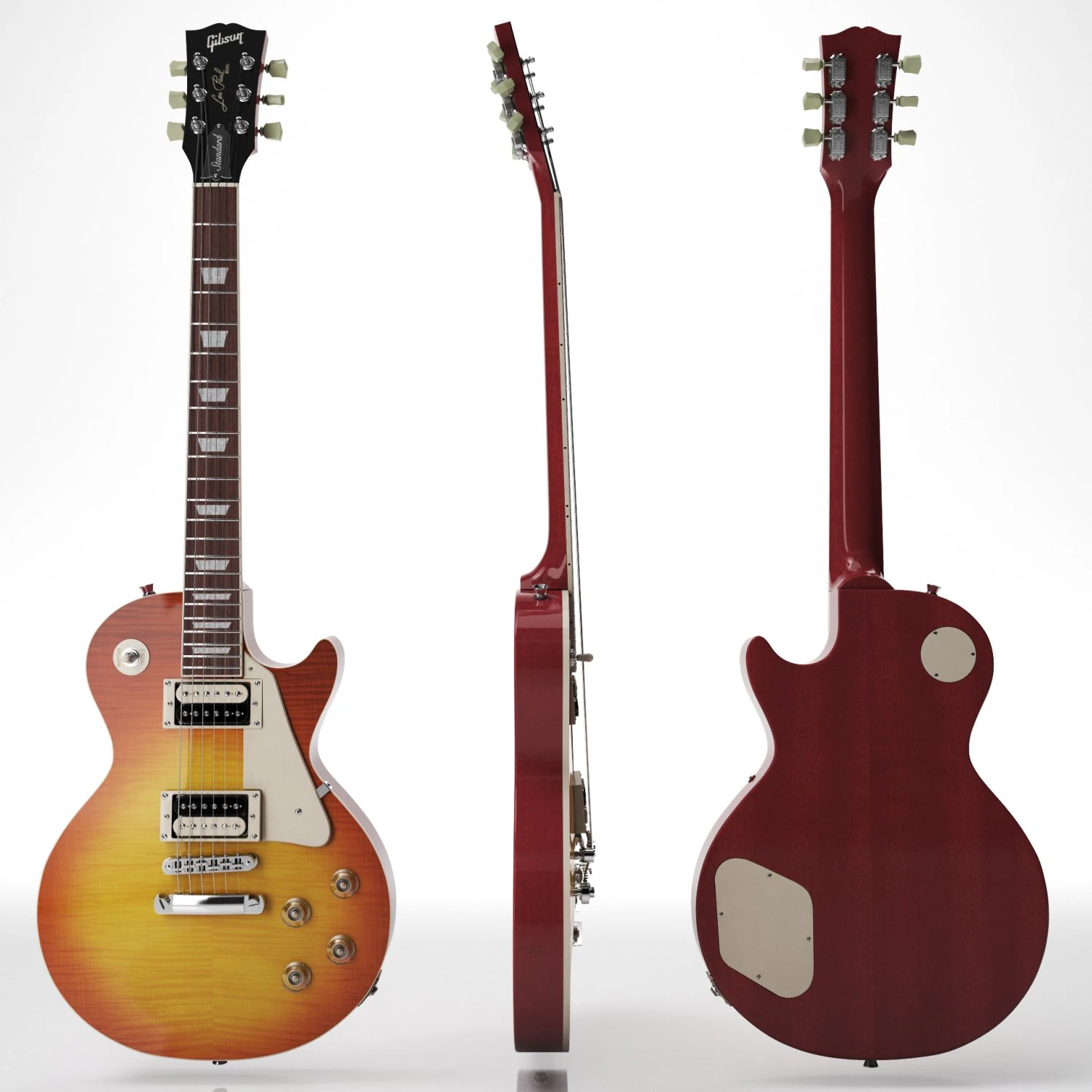 Gibson les paul standard - heritage cherry sunburst 3D Model .c4d .max .obj .3ds .fbx .stl .blend