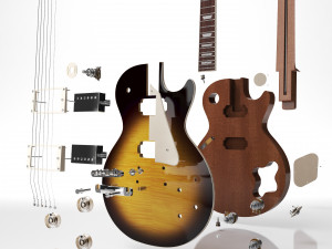 Gibson les paul standard 50s - tobacco burst 3D Модель