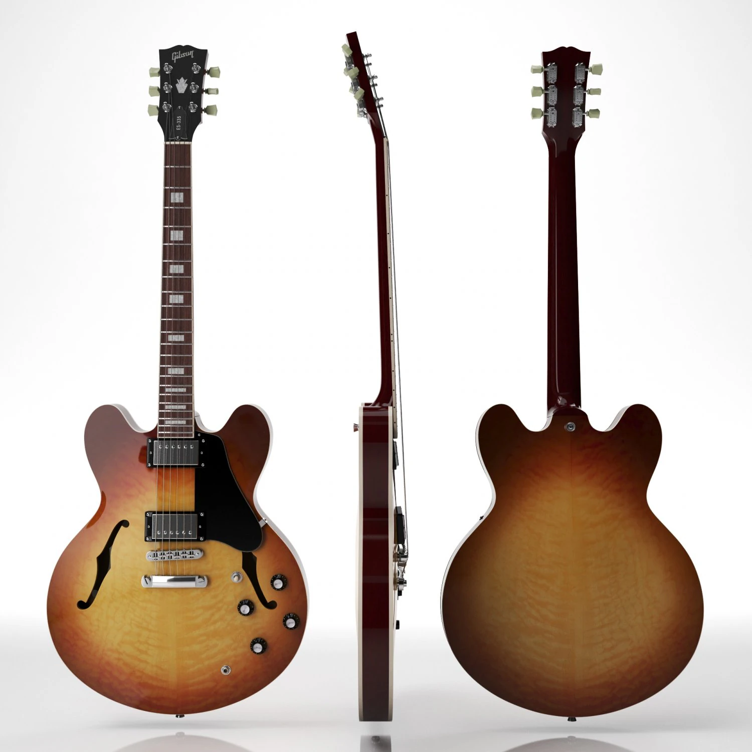 Gibson es 335 raspberry tea burst 3D Model .c4d .max .obj .3ds .fbx .stl .blend 