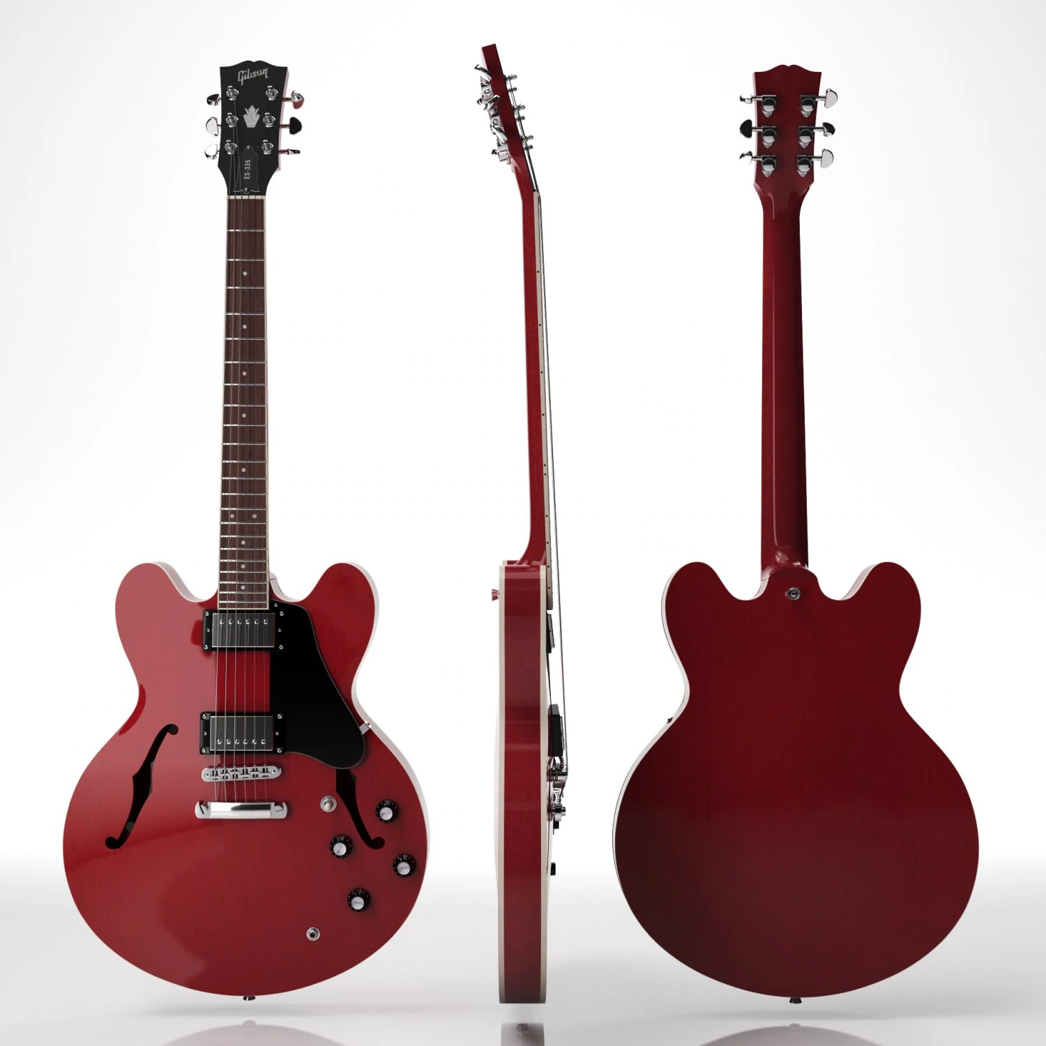 Gibson es 335 wine red 3D Model .c4d .max .obj .3ds .fbx .stl .blend 