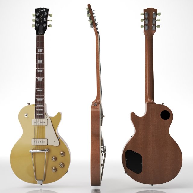 Gibson les paul gold top 1953 3D Model .c4d .max .obj .3ds .fbx .stl .blend 