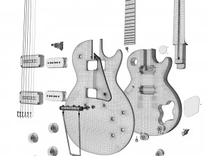 Золотий топ Gibson les Paul 1953 3D Модель