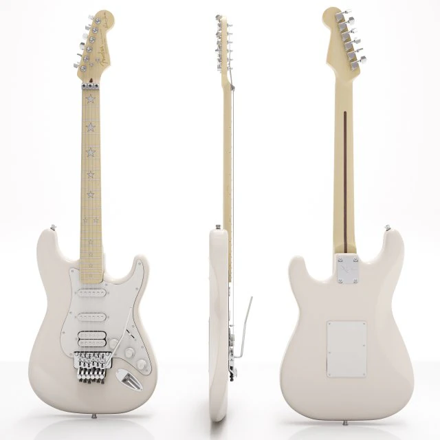 Fender Stratocaster Richie Sambora sygnowany Model 3D .c4d .max .obj .3ds .fbx .stl .blend 