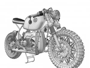 Cafe Racer R80 Motorcycle 3D Model